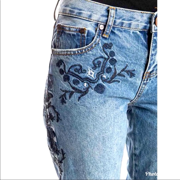 One Teaspoon Lola Awe Blue Embroidered Jeans - Picture 4 of 16